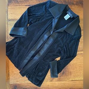 R & M Collection 2 in 1 Black Jeweled Stretch Jacket with Shirt Built In, Sz XL